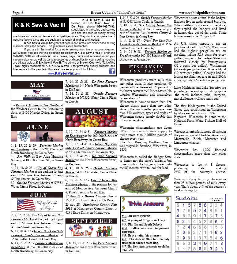 Brown County Wisconsin Talk of the Town pg 6