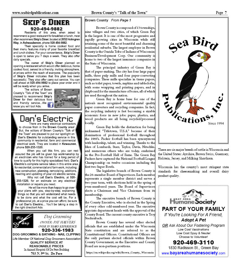 Brown County Wisconsin Talk of the Town pg 7