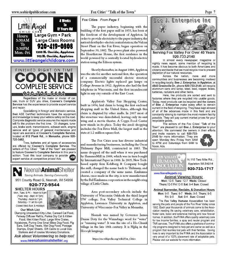 Fox Cities Wisconsin Talk of the Town pg 7
